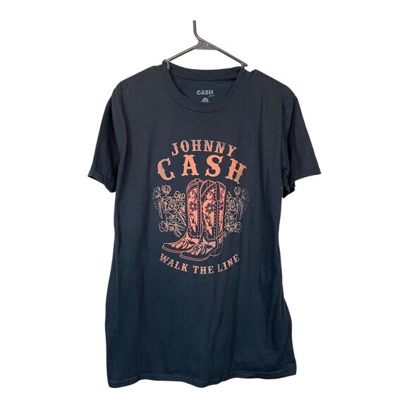 Johnny Cash Tops - Womens T-Shirt Tee Shirt Casual Comfy Country Music Johnny Cash Large Black